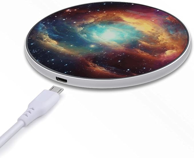Gorgeous Galaxy Wireless Charger Fast Wireless Charging Pad with USB Cable 10W Anti-Slip Magnetic Wireless Charger Portable Slim Charger Puck Travel Charging Station