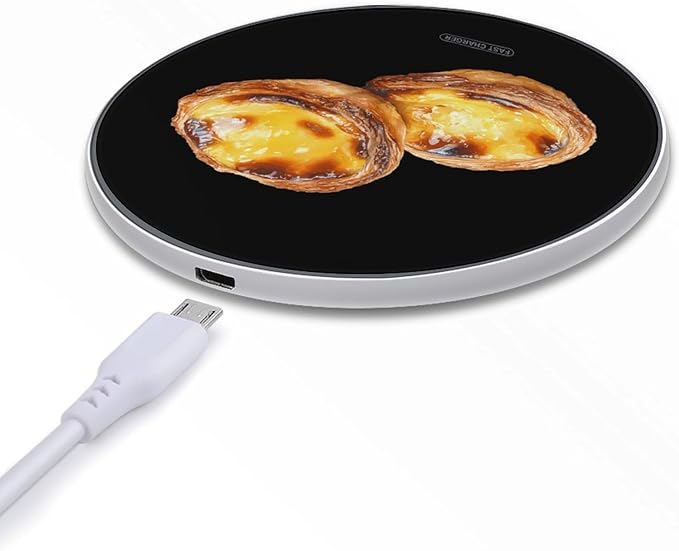 Portuguese Egg Tarts Fast Portable Charger 10W Funny Graphic Phone Charging Pad with USB Cable