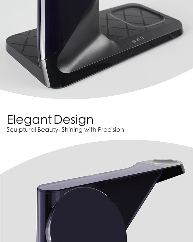 3 in 1 Charging Station for Apple Devices Mag-Safe Charger Stand Wireless Charger for iPhone 16/15/14/13/12 Series&amp AirPods&amp iWatch Adapter Not Included