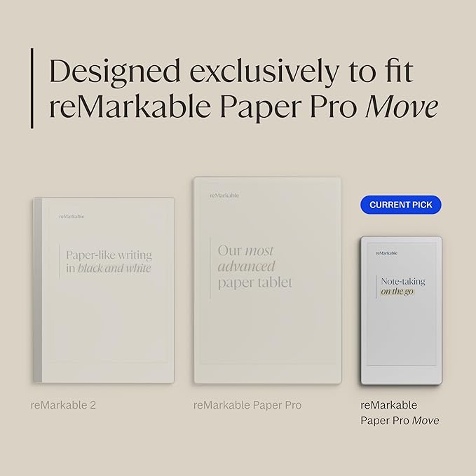 reMarkable Paper Pro Move - Brown Leather Book Folio for Your 7.3'' Paper Tablet