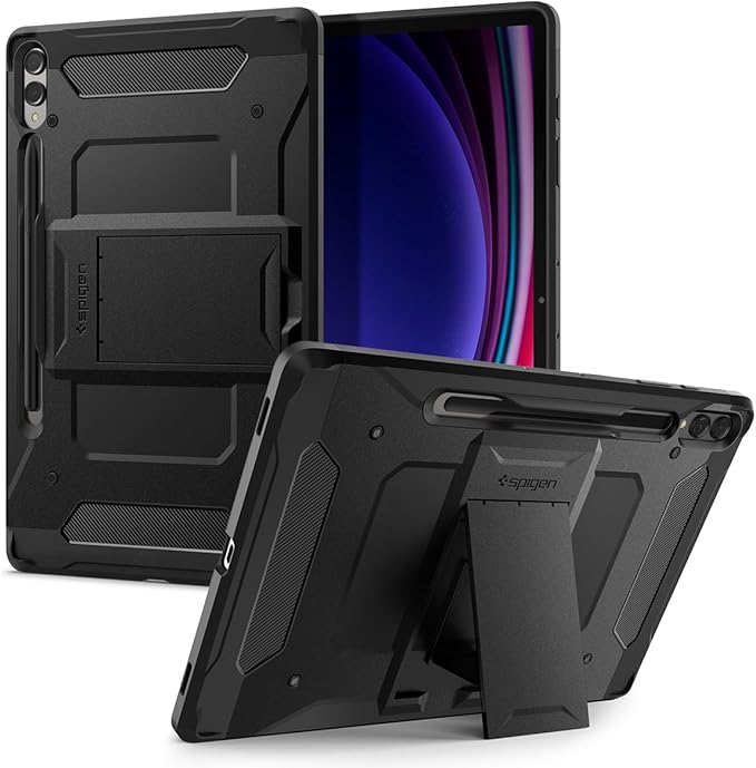 Spigen for Galaxy Tab S10+ Plus/S9+ Plus Case (2024/2023) Tough Armor Pro Protective Hard Shell with Kickstand and Built-in S Pen Holder Drop-Proof Dual-Layer Protection 12.4 Inch Black