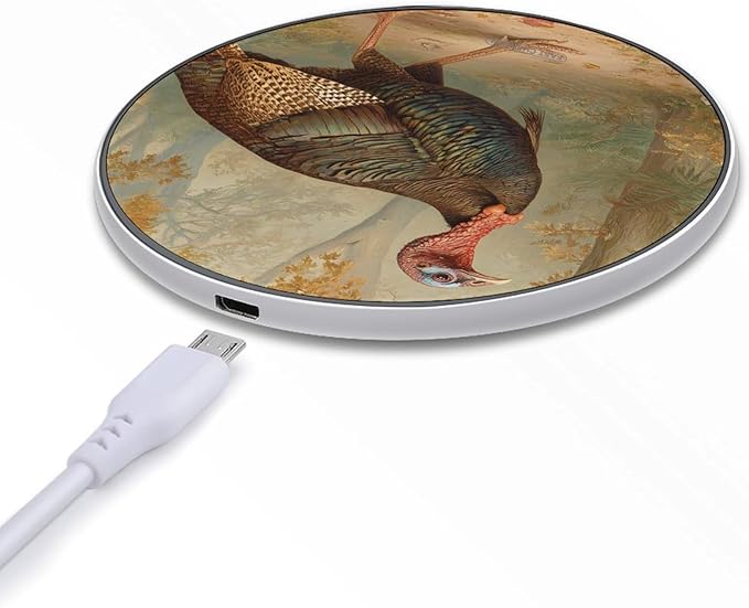 Wild Turkey Autumn Forests Fast Portable Charger 10W Funny Graphic Phone Charging Pad with USB Cable