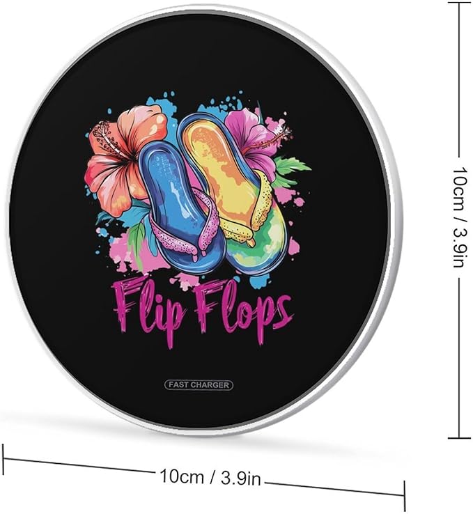 Flip Flops Flowers Wireless Charger Anti-Slip Wireless Charging Pad Slim Charger Mat for Men Women