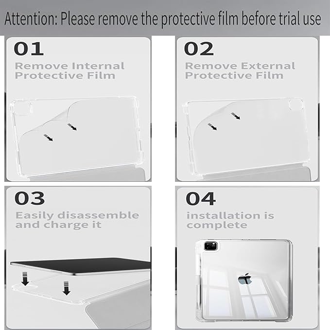 Case for iPad Air 13 Inch M3/M2 (2025/2024)iPad Pro 12.9 inch 2022/2021/2020 (6th/5th/4th Gen) | 2-in-1 Removable Clear Back Cover | Wireless Pencil Charging | Auto Sleep/WakeSky Blue