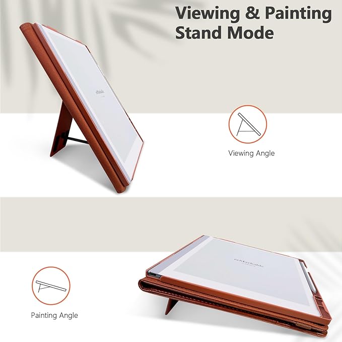 E NET-CASE Case for Remarkable 2 Tablet 10.3 inch (2020 Released) - New Business Design Upgraded Leather Cover for Remarkable 2 Digital Paper with Stand &amp Pen Holder (Brown)