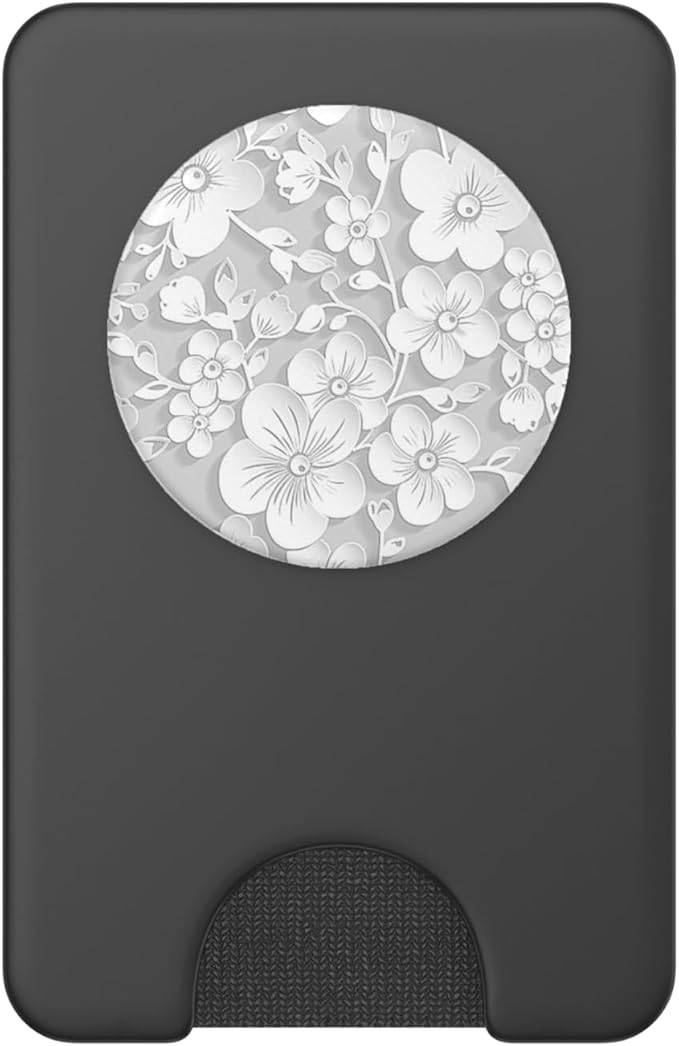 Cute Floral Pattern White Flower PopSockets PopWallet for MagSafe