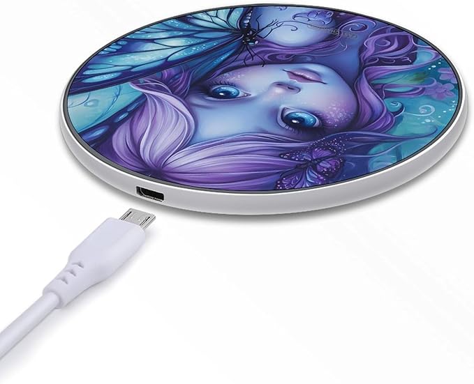 Butterfly Fairy Print Wireless Charger Anti-Slip Wireless Charging Pad Slim Charger Mat for Men Women