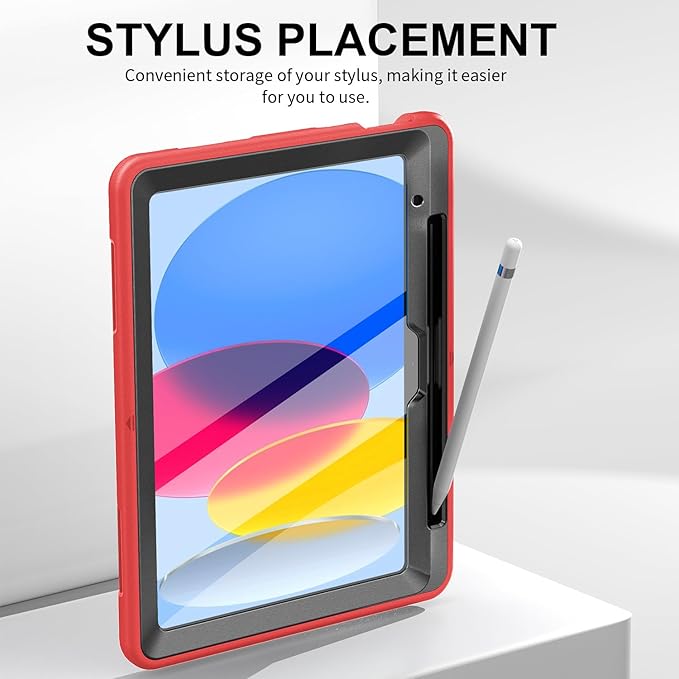 Case for iPad (A16) 11th/10th Generation Case: Protective Cover for iPad 11th Gen 11 Inch 2025 &amp10th Gen 10.9 2022 with Screen Protector- Stand- Shoulder Strap- Handle- Pencil Holder-Red