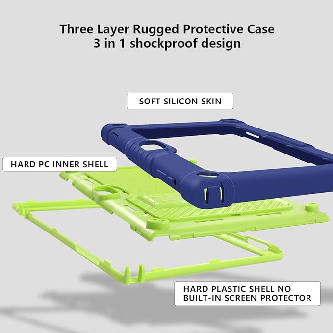 for Vankyo MatrixPad S10 Tab Case YQSAVIOR CUPEISI Coopers YQ10S VIVIMAGE A10 A38 BYANDBY BYYQ10S 10.1 Case Built in Kickstand Shoulder Strap Shell with Screen Protector (Navy+Green/2 Pcs)