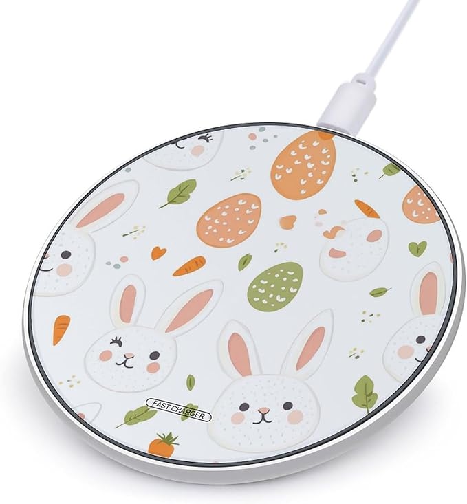 Bunnies Carrot Easter Eggs Phone Charger Magnetic Charging Pad Anti-Slip with USB Cable