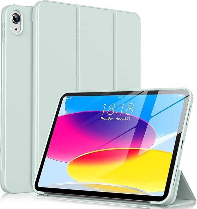 KENKE for iPad A16 11th Generation Case (11 Inch 2025 Release) iPad 10th Generation Case 10.9 Inch 2022 Without Pencil Holder Slim Trifold Stand Protective Cover with Soft TPU Back Light Green