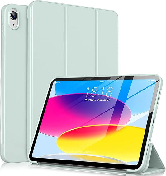 KENKE for iPad A16 11th Generation Case (11 Inch 2025 Release) iPad 10th Generation Case 10.9 Inch 2022 Without Pencil Holder Slim Trifold Stand Protective Cover with Soft TPU Back Light Green