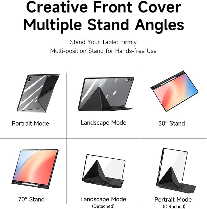 for Samsung Galaxy Tab S11 Ultra Case 14.6 inch Detachable Tablet Cover | Auto Wake/Sleep | Multi-Viewing Angles | Slim Light Shell Cover |Black