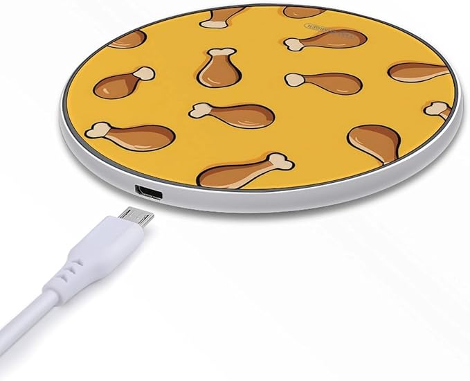 Cartoon Chicken Drumstick Fast Portable Charger 10W Funny Graphic Phone Charging Pad with USB Cable