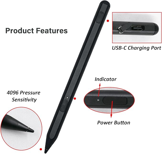 U1 Stylus Pen for Lenovo USI 2.0 Pen Compatible with Lenovo Chromebook Duet 3/5U1 Pen for ideaPad Flex 5 Chromebook4096 Pressure Sensitivity(Black)