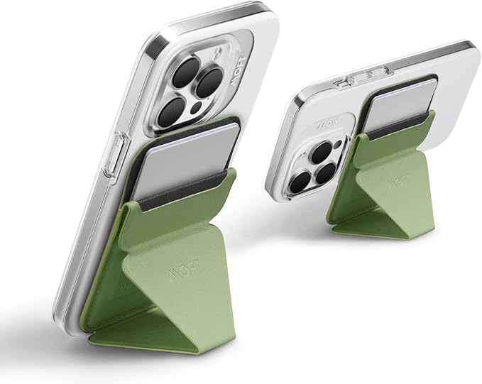 MOFT MagSafe Wallet for iPhone 15/14/13/12 Series Strong Magnetic Phone Card Holder Fit 2 Cards &amp 3 Viewing Angles &amp Stain-Resistant Vegan Leather Phone Stand Bamboo
