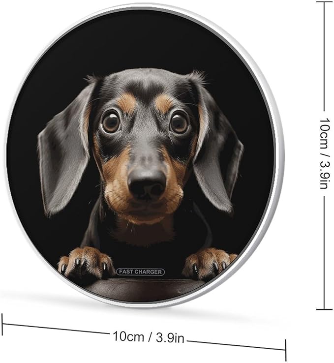 Pad Dachshund Wireless Charger Fast Wireless Charging Pad with USB Cable 10W Anti-Slip Magnetic Wireless Charger Portable Slim Charger Puck Travel Charging Station