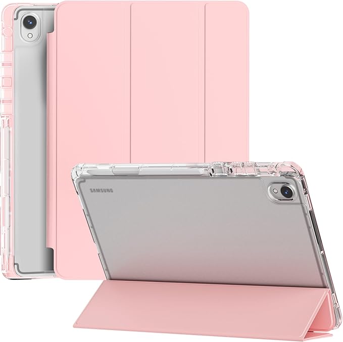 Miimall for Samsung Galaxy Tab S11 Case (2025) Galaxy Tab S11 Case with Stand Slim Hard PC Translucent Back Shell Auto Wake/Sleep Pink