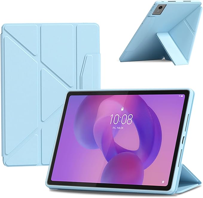 Case for Lenovo Idea Tab Plus 12.1 Inch – Multi-Angle Stand PU Leather Soft Cover with Hidden Pencil HolderSlim Lightweight Back Protective Folio Case ShockproofAnti-Scratch[Blue]