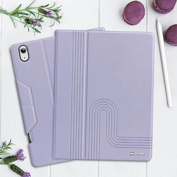 H HOLIMET Case for iPad Air 11 inch 2025 (M3)/2024 (M2) /iPad Air 5th Generation 2022/iPad Air 4th Generation 2020 10.9 Inch with Pencil Holder Shockproof Protective Cover Vegan Leather (Purple)