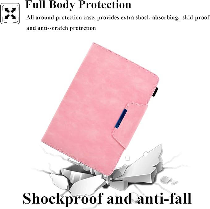 Folio Case for Amazon Kindle Fire HD 8/Fire HD 8 Plus (12th/10th Generation 2024/2022/2020) 8 UUcovers PU Leather Magnetic Smart Cover with Stand/Pencil Holder/Pockets [Auto Sleep/Wake] Pink