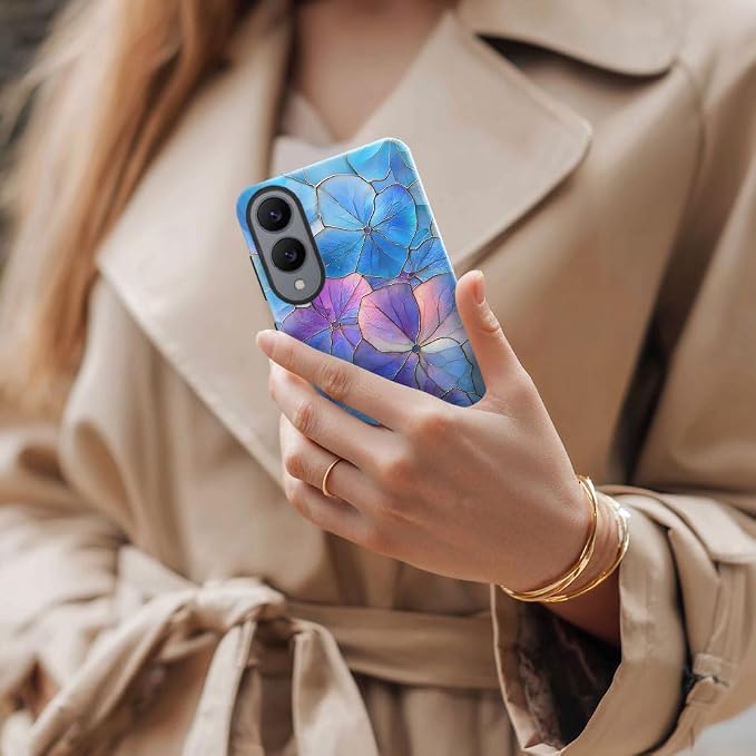 Blue Hydrangea Floral Stained Glass Aesthetic
