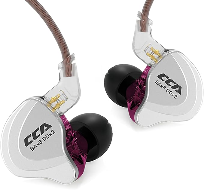CCA C10 in Ear Monitor Headphone 10 Hybrid Drivers Wired Earbud 4BA 1DD HiFi IEM Earphones Stereo Noise Isolating Earphone with Detachable Cable for Musicians Singers Studio Audiophiles Dj PC