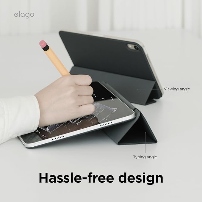 elago Magnetic Folio Case for iPad Pro 13 inch Cover (M5 M4) - Back Plate can be Attached to Metal Materials Wake/Sleep functionality Compatible with Apple Pencil 2 [Dark Grey]