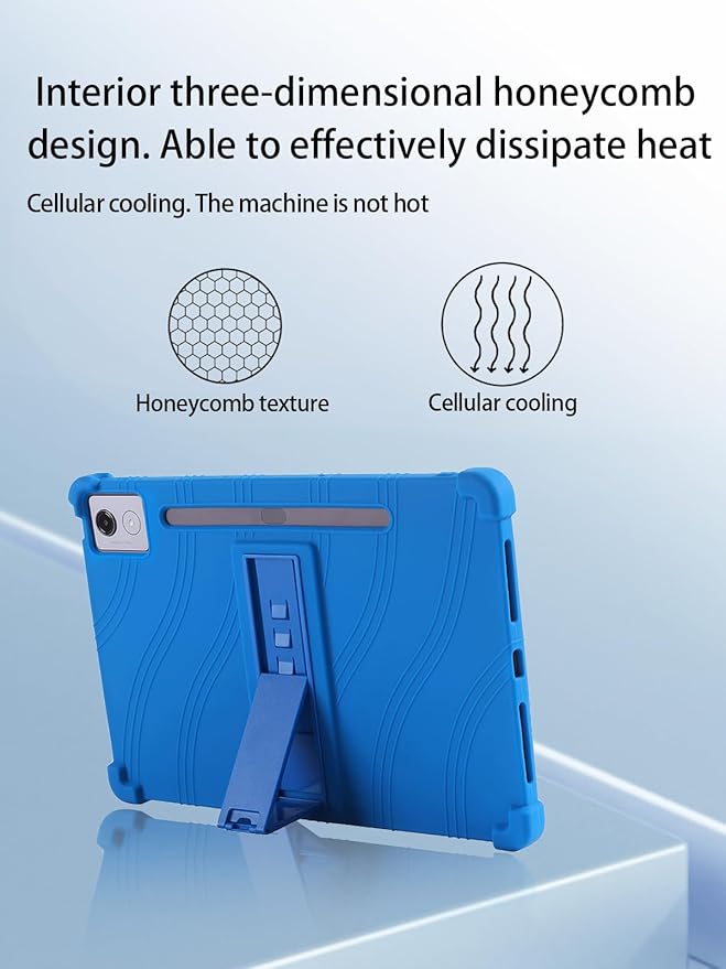 for Lenovo Idea Tab Pro 2025 Android 15 Tablet 12.7 inch Tablet Model CaseSoft Silicone Adjustable Stand Cover Lightweight Kids FriendlyBlue.