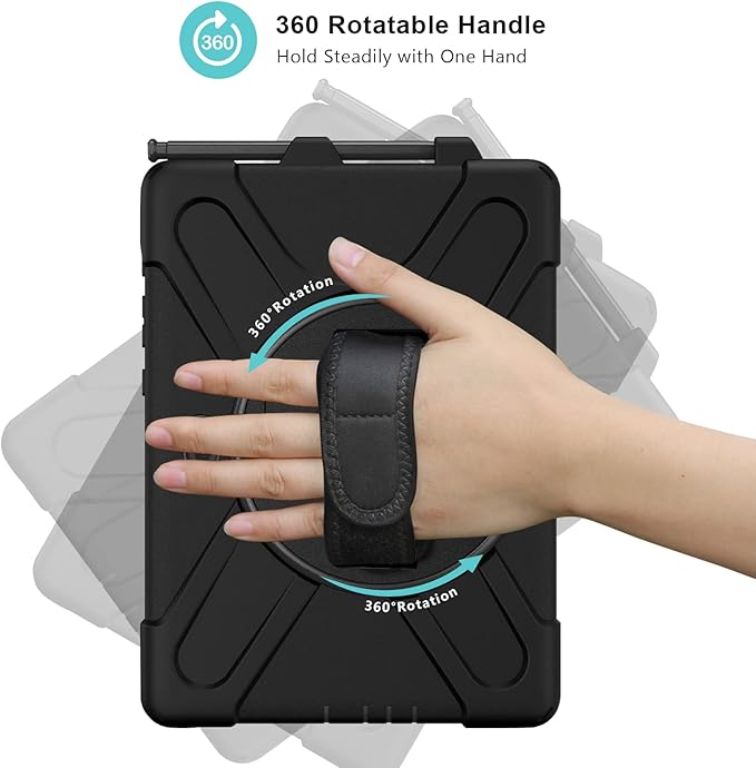 ProCase for Galaxy Tab Active5 Pro 2025/Active4 Pro 2022/Active pro 2019 10.1 Inch Case (SM-X350/T630/T638/T540/T547) with S Pen Holder Rugged Heavy Duty Shockproof Rotating Kickstand Cover -Black