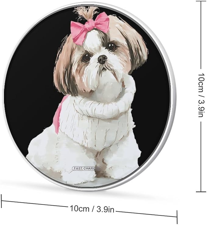 Cartoon Shih Tzu Dog Phone Charger Magnetic Charging Pad Anti-Slip with USB Cable