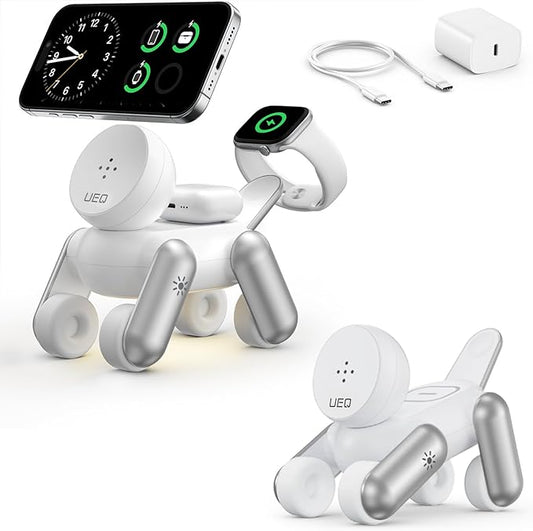 3 in 1 Wireless Charging Station for Apple DevicesFoldable Cute Magnetic Mag-Safe Wireless Charger Stand with Night Light for iPhone 17 Air 16 15 14 13 12 SeriesAirPods 4 3 2 ProApple Watch