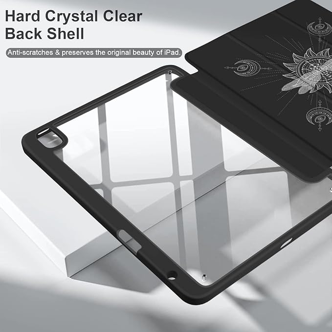 Batianda Hybrid Case for iPad Air 2022 (5th Generation M1 Chip) / iPad Air 4th 2020 10.9 inch [Built-in Pencil Holder] Shockproof Cover with Clear Back Shell TPU BumperSun Dragonfly