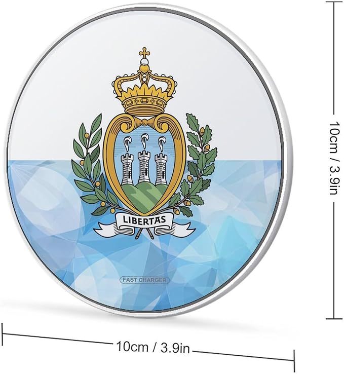 San Marino Flag Mosaic Texture Fast Portable Charger 10W Funny Graphic Phone Charging Pad with USB Cable