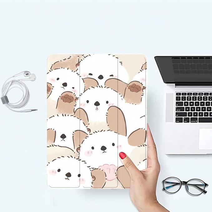 Cute Otter Case for iPad Pro 11-inch(M4) 2024 5th GenerationLovely Animal Printed Protective CasePencil Holder &amp Clear Soft TPU Back &amp Trifold Smart Tablet Cover (Model Number:A2836/A2837/A3