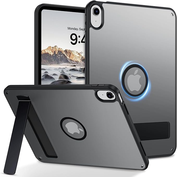 Telaso Magnetic Case for iPad (A16) 11th Generation 11 Inch 2025/ iPad 10th Generation 10.9 Inch 2022 with Invisible Portrait/Landscape Stand Hard Translucent Matte Back Protective Cover Black