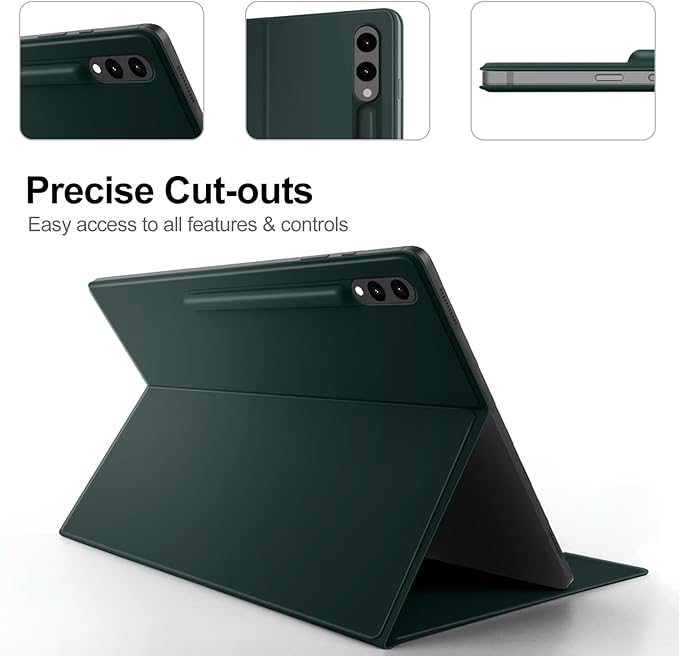 DUNNO Magnetic Case for Samsung Galaxy Tab S10+ Plus /S9+ Plus/S9 FE+ Plus with S-Pen Holder Ultra-Slim Lightweight Folio Tablet Case Auto Wake/Sleep (DarkGreen)