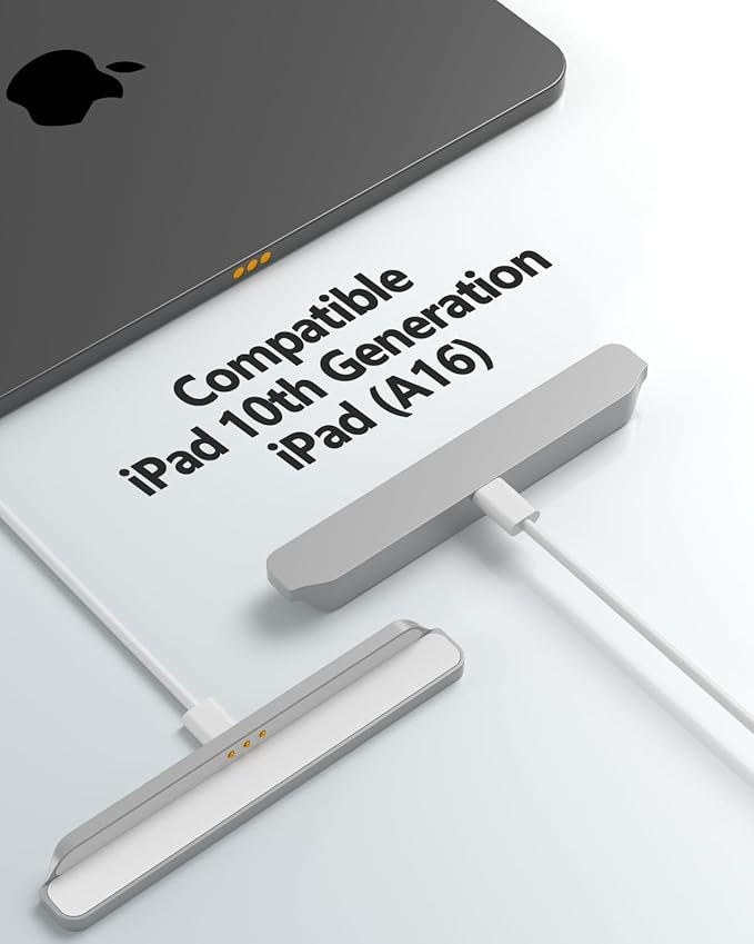 Magnetic Wireless Charger for iPad 10th Generation iPad (A16) Only 18W Fast Charging Smart Connector Alloy Wireless Charging Pad with USB-C Cord Cable