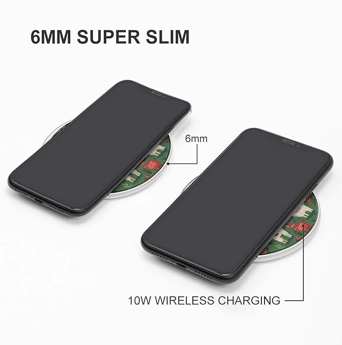Llama Alpaca and Cactus Wireless Charger Anti-Slip Wireless Charging Pad Slim Charger Mat for Men Women