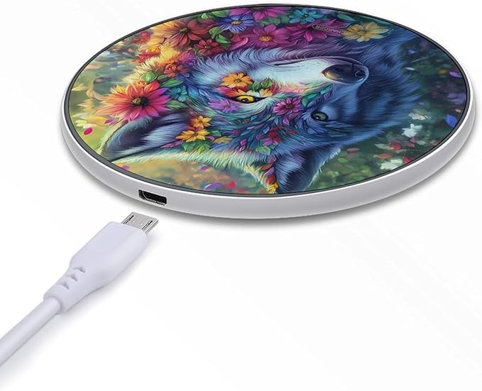 Wolf Wireless Charger Anti-Slip Wireless Charging Pad Slim Charger Mat for Men Women