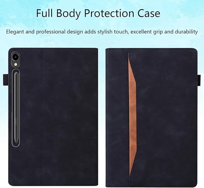 Case for Samsung Galaxy Tab S10 FE+/S10 FE Plus 13.1 Inch 2025 Model (SM-X620/SM-X626B) with Pencil Holder/Pocket/Card Slots Folio Stand PU Leather TPU Back Shockproof Wallet Cover Black