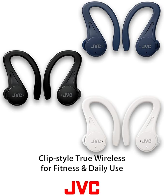 JVC Sport True Wireless Earbuds Headphones Lightweight and Compact Long Battery Life (up to 30 Hours) Sound with Neodymium Magnet Driver Water Resistance (IPX5) - HAEC25TW (White)