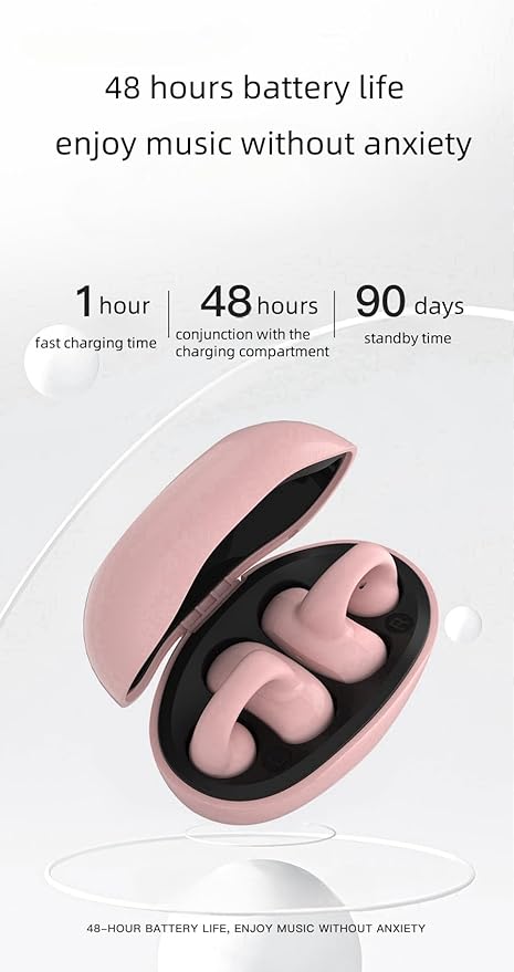 HeadphonesEarbudsEarphonesWireless HeadphonesOpen Ear eabudsBluetooth HeadphonesIPX5 Waterproof48 Hours Long Listening timeLightweight and ExquisiteHD CallGood Sound Quality