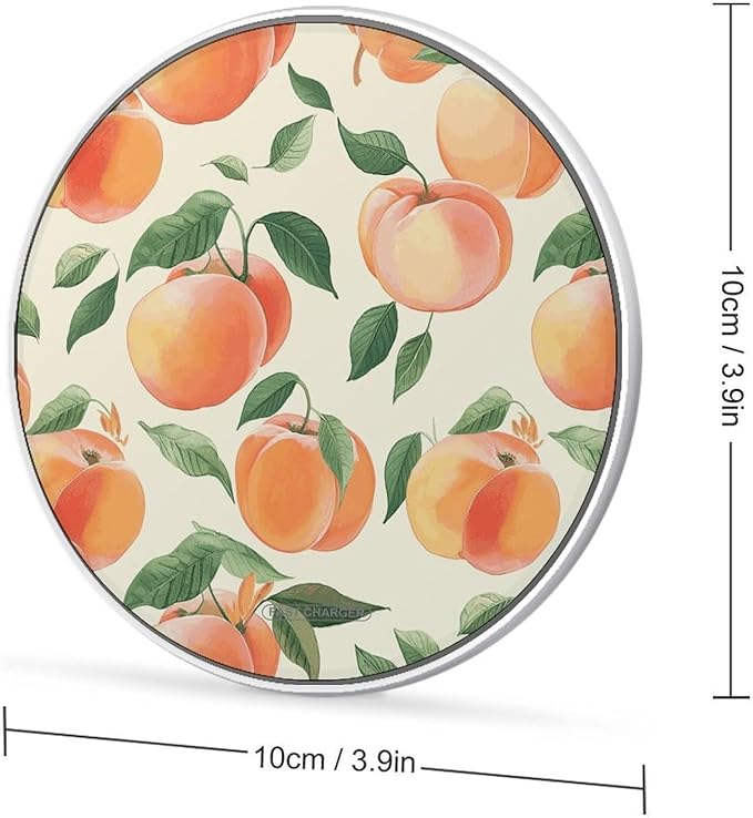 Peach Wireless Charger Fast Wireless Charging Pad with USB Cable 10W Anti-Slip Magnetic Wireless Charger Portable Slim Charger Puck Travel Charging Station