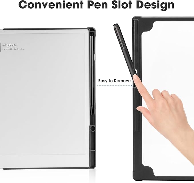 11.8 Case for Remarkable Paper Pro Color Tablet 2024 Released with Pen Holder Nib Storage Auto Wake/Sleep Ergonomic Design for Book Folio Lightweight Hard Protective Cover (Black Notebook)