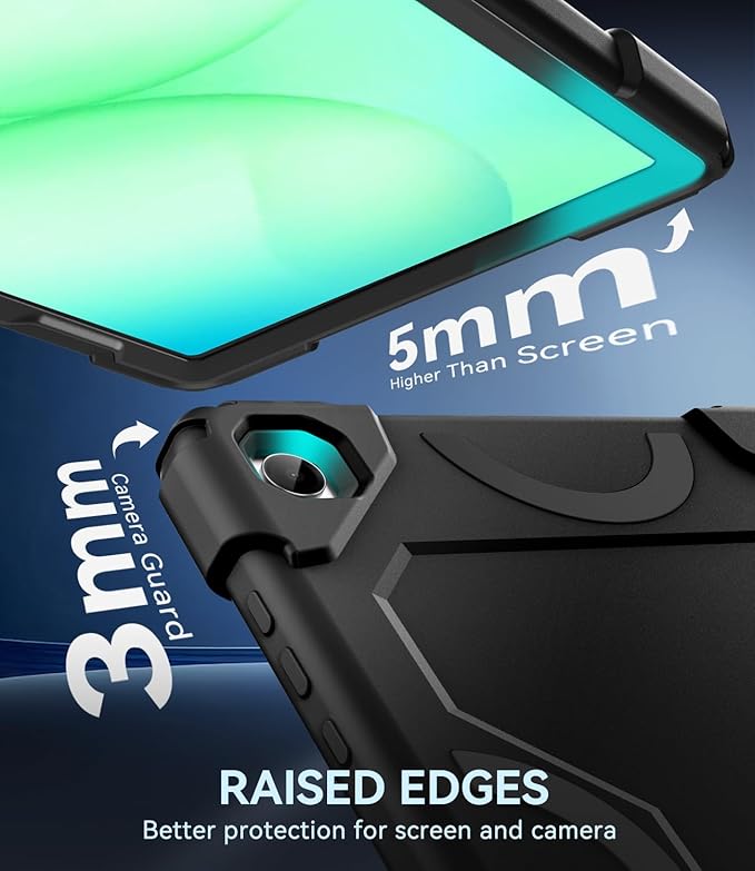 Case for Samsung Galaxy Tab A11 Plus 2026/ Tab A9 Plus 2023 11 inch Military Grade Shockproof Protective Cover with Built-in Kickstand for A11+/ A9+ 11 Tablet Black