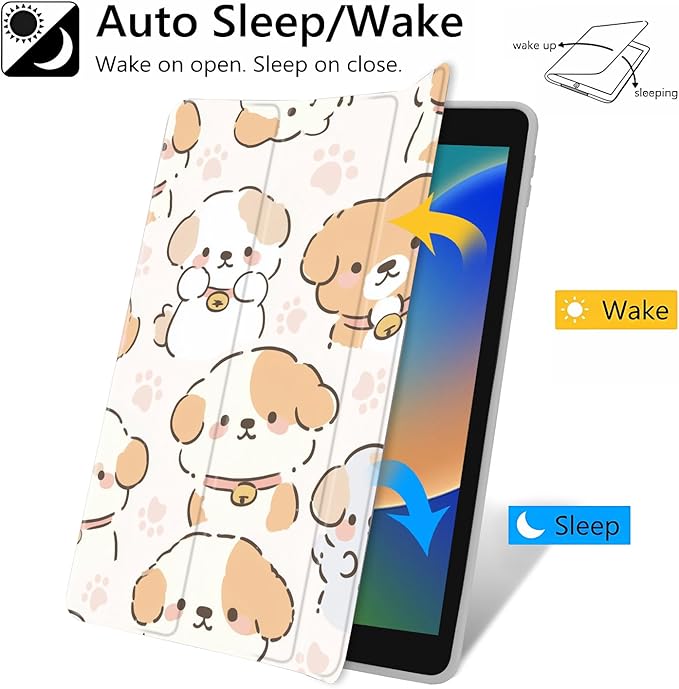 Cute Dog Case for iPad Pro 13-inch (M4) 2024 Clear Acrylic Hard Back Hybrid Casewith Pencil Holder Trifold Stand Tablet Cover (Model Number:A2925/A2926/A3007) for Women