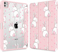 May Chen Case for iPad Pro 11-Inch M5/M4 2025/2024 (6th/5th Generation) [Penceil Holder] Trifold Stand Auto Wake/Sleep Clear TPU Protection Back Cover Cute Rabbit