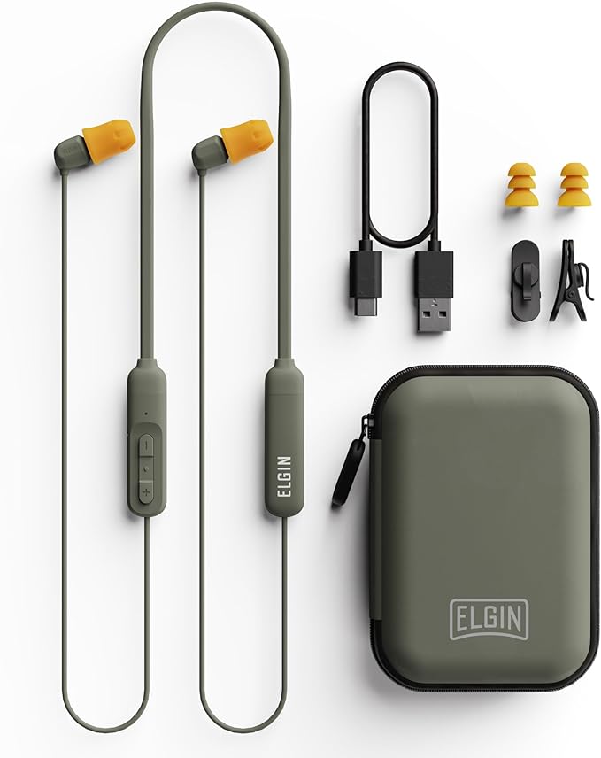 Elgin Discord Gen 3 Bluetooth Earplug Earbuds OSHA Compliant Wireless in-Ear Headphones 31dB NRR ANSI Certified Noise Isolation Dynamic 8mm Driver USB-C Charging 14-Hour Playback