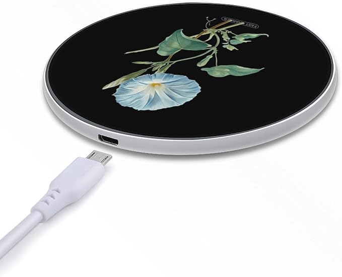 Morning Glory Plant Fast Portable Charger 10W Funny Graphic Phone Charging Pad with USB Cable